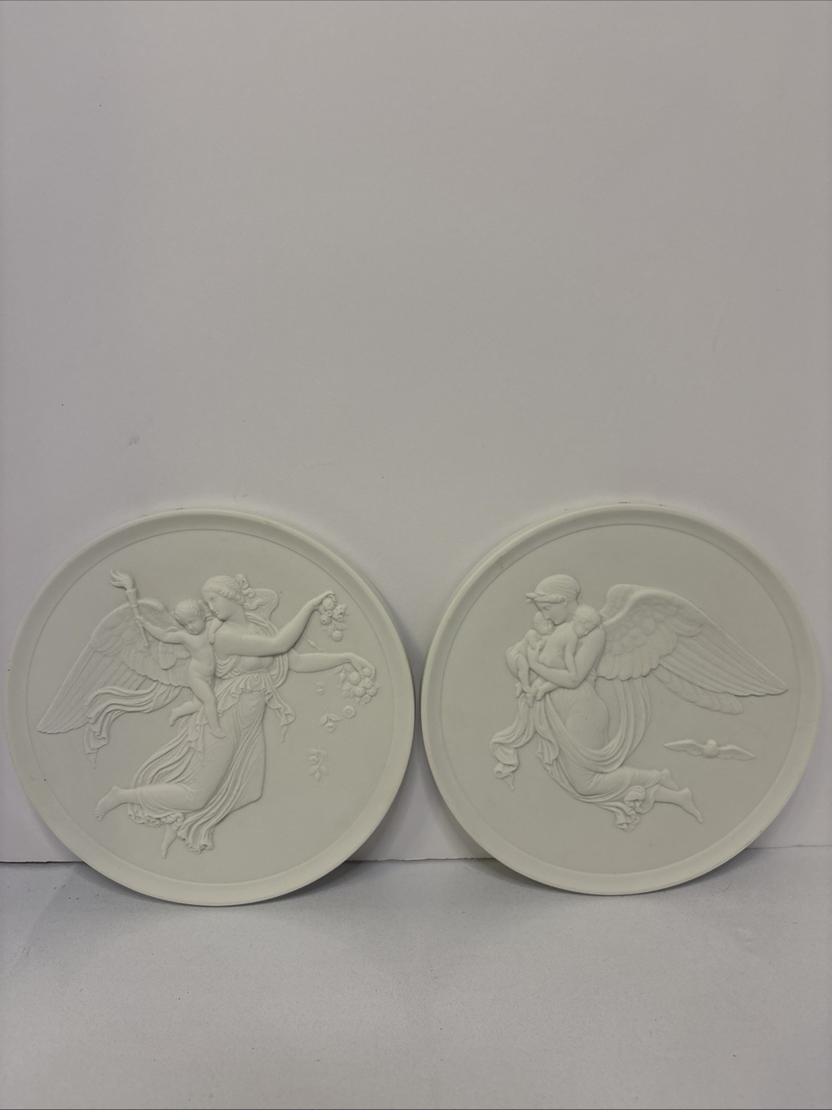 Vintage Royal Copenhagen bisque porcelain  \'Night and Day\' Thorvaldsen Plaques 