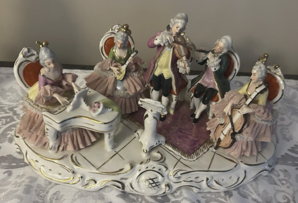 Large Estate Vintage Dresden Lace Orchestra figurines Large Estate Vintage Dresden Lace Orchestra figurines