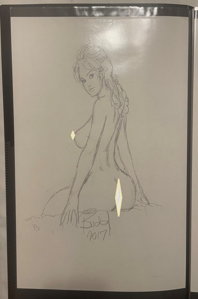 PRIMO:  BUDD ROOT Cavewoman preliminary original artwork sketch on 11x14  01