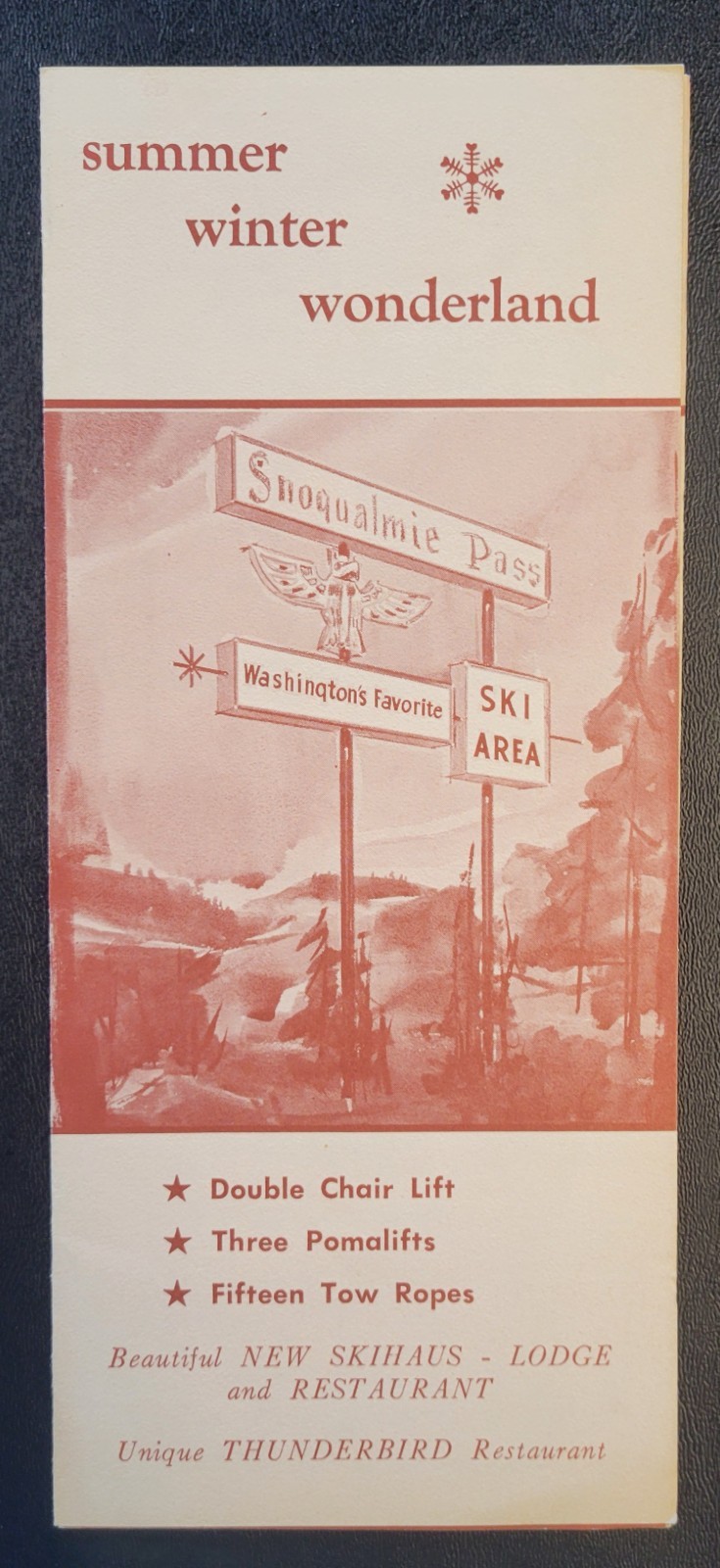 Vintage Brochure - Snoqualmie Pass Ski Area - SkiHaus - Washington - 1950-1960s