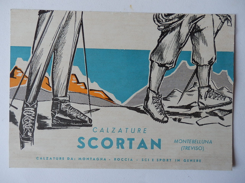 SCORTAN SHOES Montebelluna Treviso rock skiing old advertising 