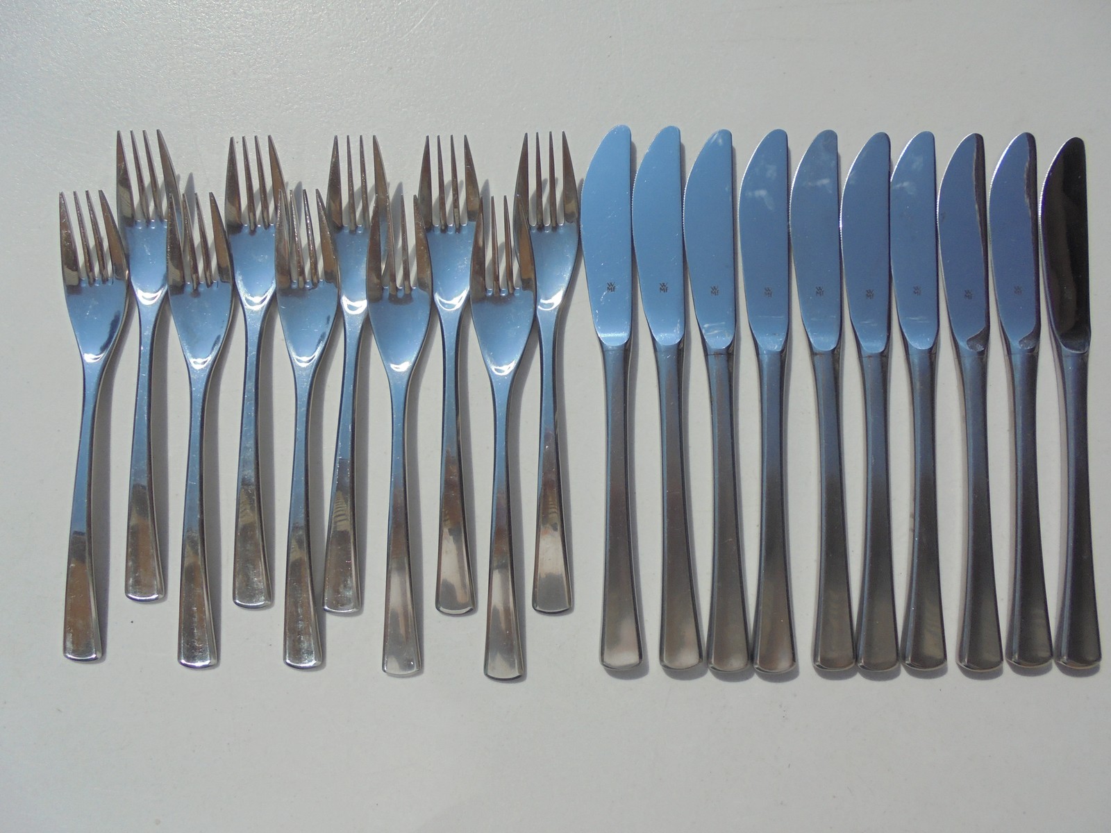 20 Pcs WMF Cromargan Stainless Flatware 10 Salad Forks 10 Dinner Knives Excellnt