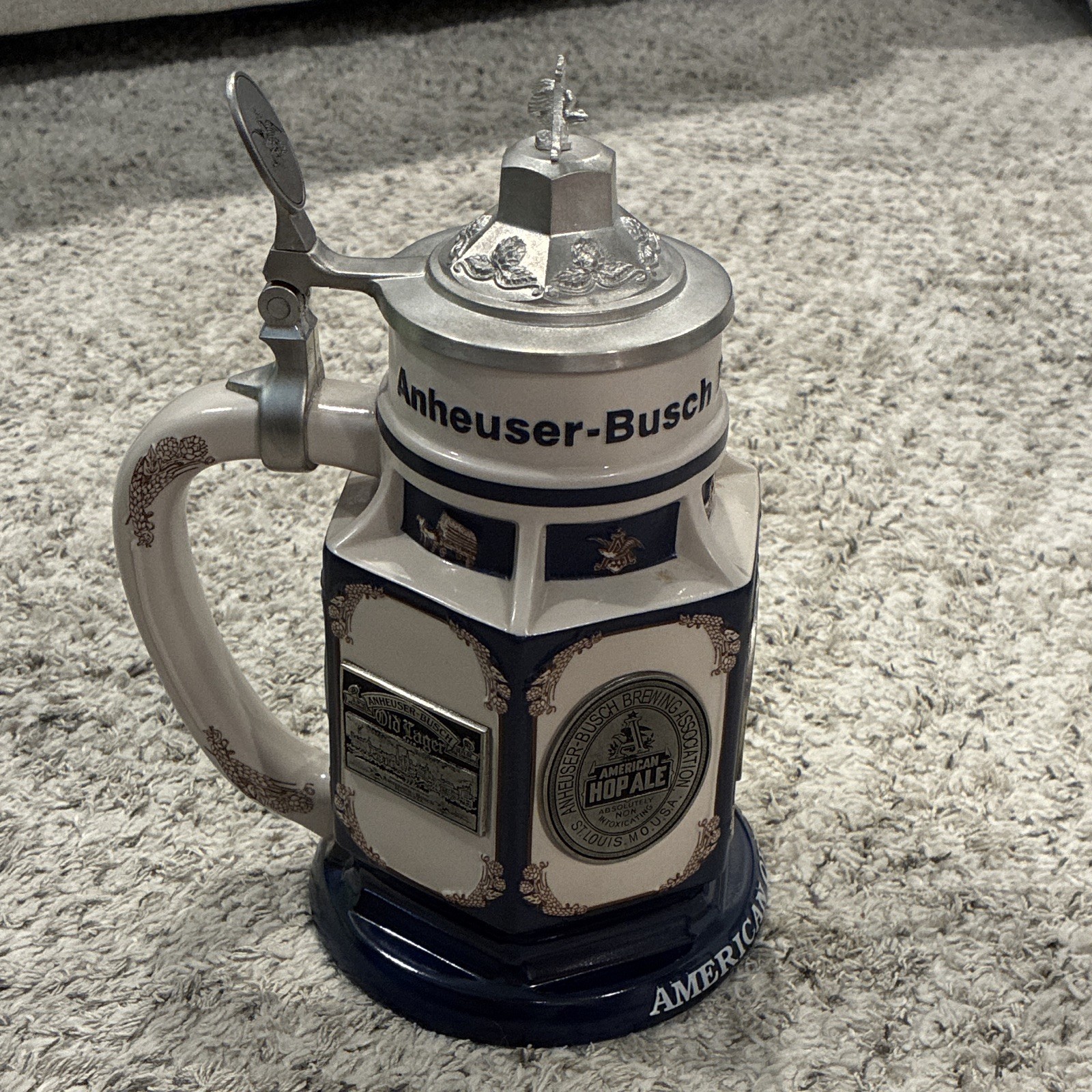 Anheuser-Busch Pre-Prohibition Beer Premier Collection Lidded Stein w/ COA