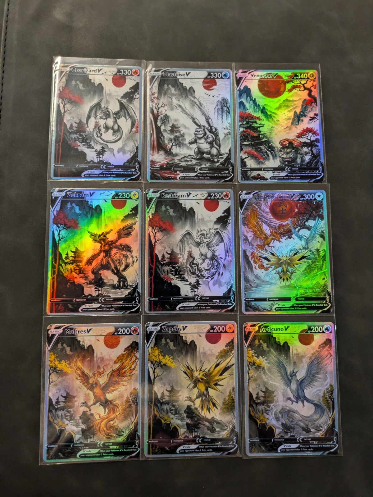 Red Sun Starters & Legendary Assorted Set Of Nine Holographic Display Cards