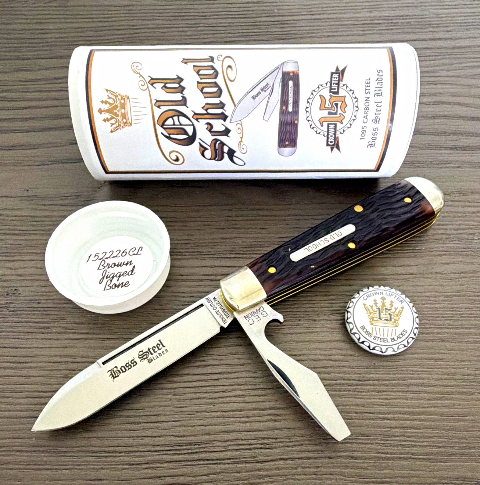 GEC #15 Old School SFO Boss Steel Blades Brown Jigged Bone Tidioute 152226CL