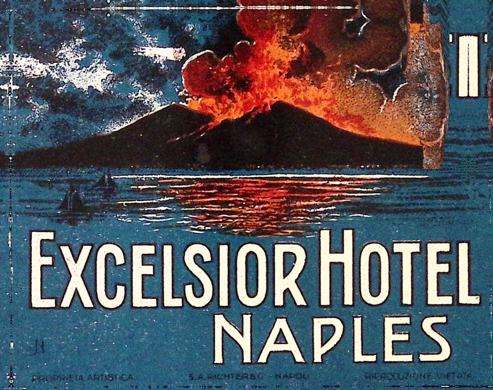 1920s Hotel Excelsior NAPLES ITALY Luggage Label 3 x 3.5\ 1920s Hotel Excelsior NAPLES ITALY Luggage Label 3 x 3.5\