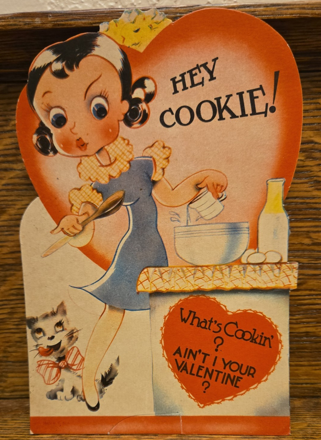 Vintage 1940s-1950s Valentine Card - Hey Cookie What\'s cookin\'? Vintage 1940s-1950s Valentine Card - Hey Cookie What\'s cookin\'?