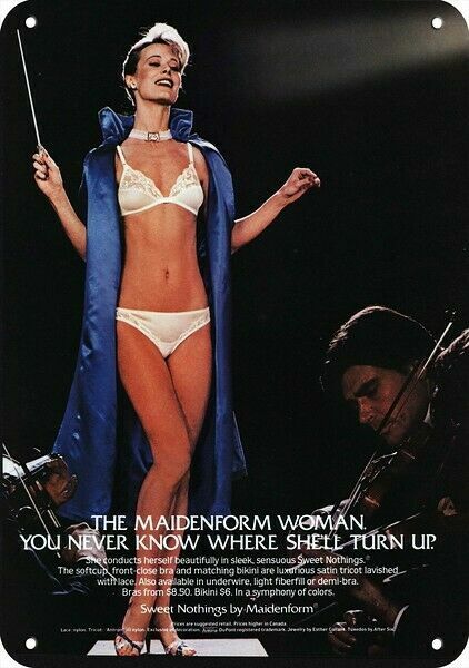 1982 Sexy Woman Conductor Maidenform Bra & Panties DECORTIVE REPLICA METAL SIGN
