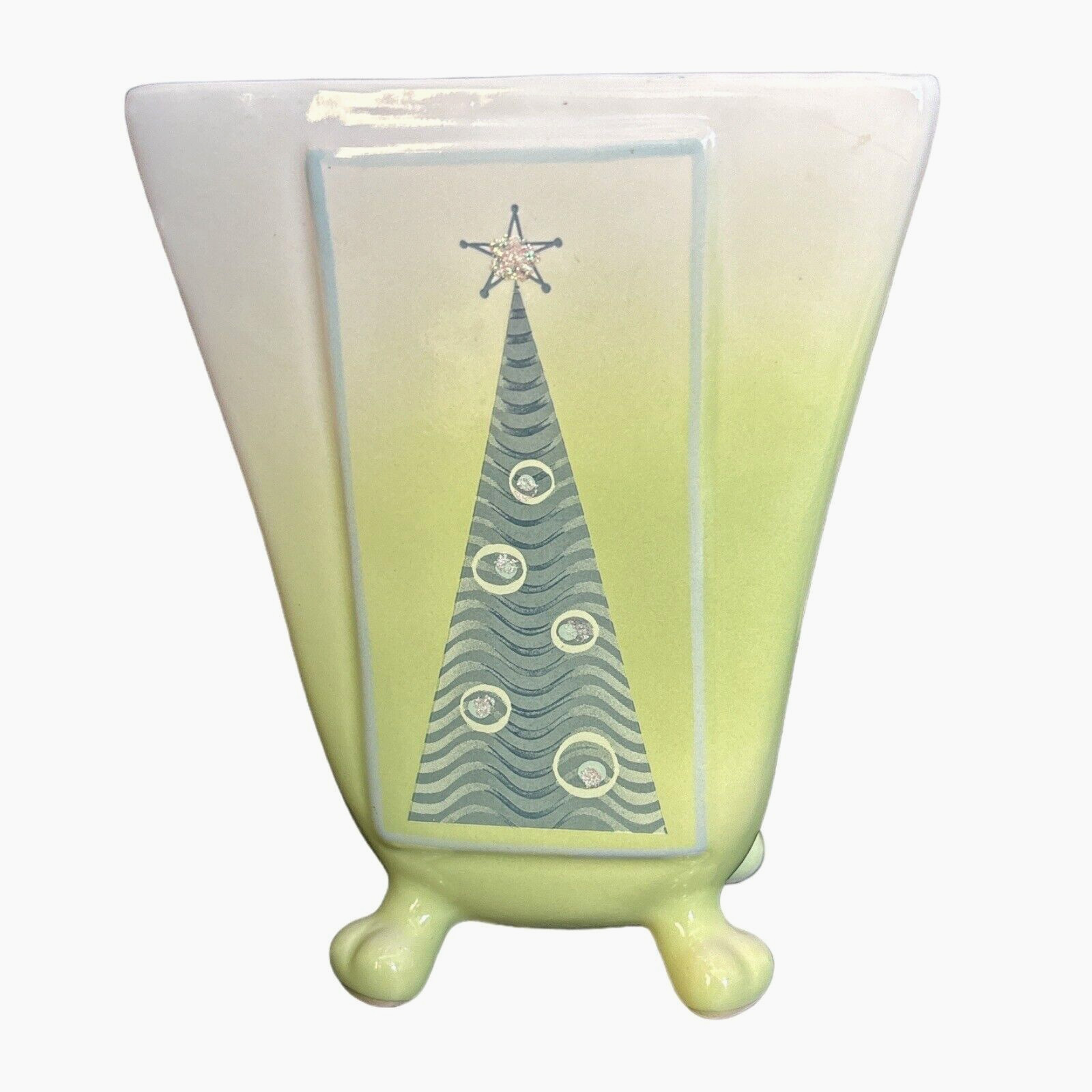 Vtg Celadon Not Yellow Christmas Tree Rectangular Footed 6 Vtg Celadon Not Yellow Christmas Tree Rectangular Footed 6