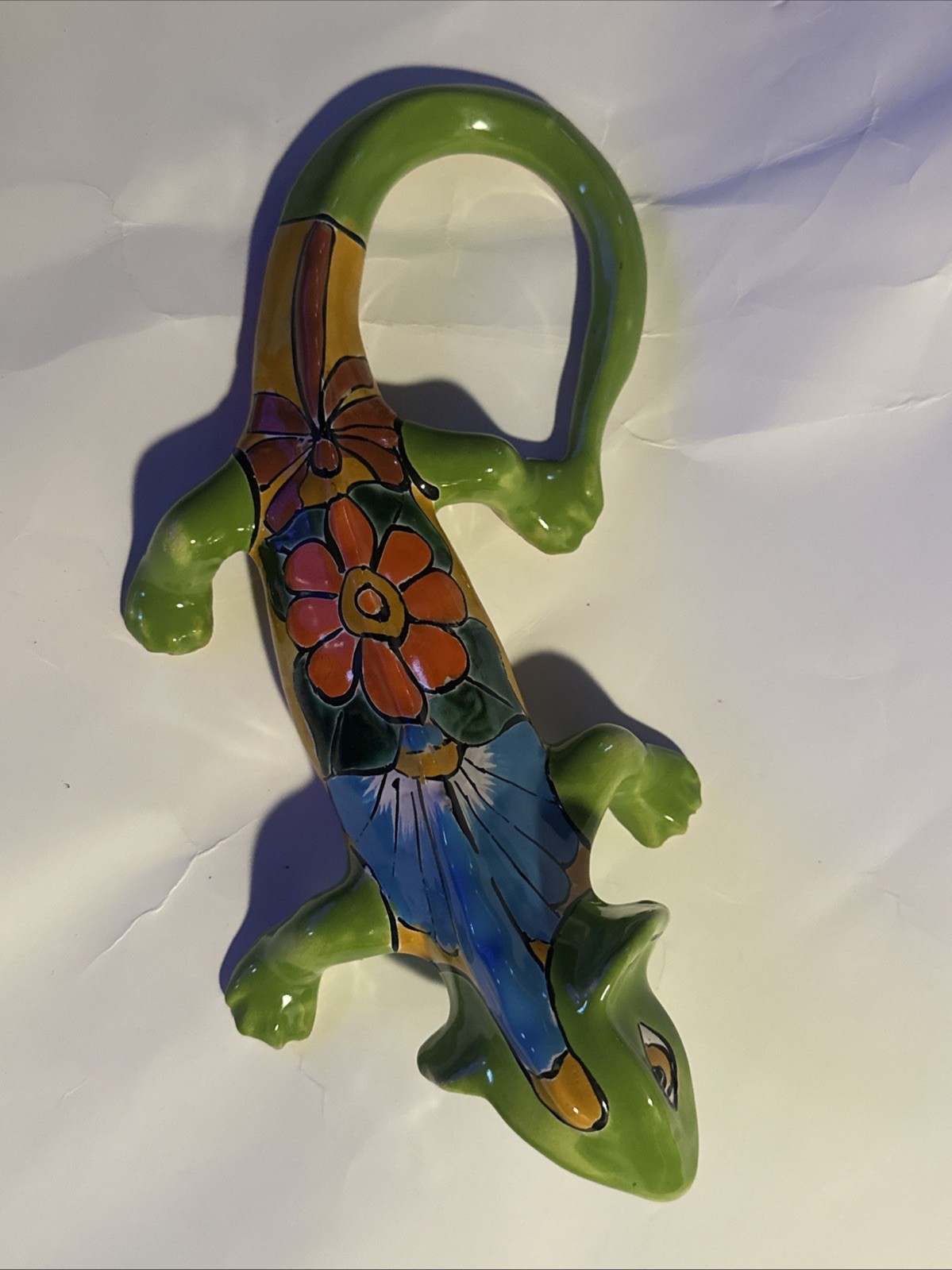 Talavera Iguana Large Mexican Pottery Folk Art Wall Art Multicolor