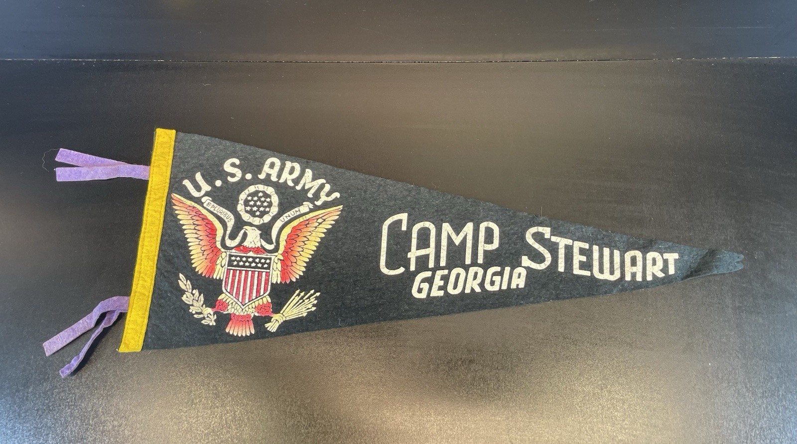 Vintage 1940s Camp (Fort) Stewart GA Felt Pennant Souvenir Flag