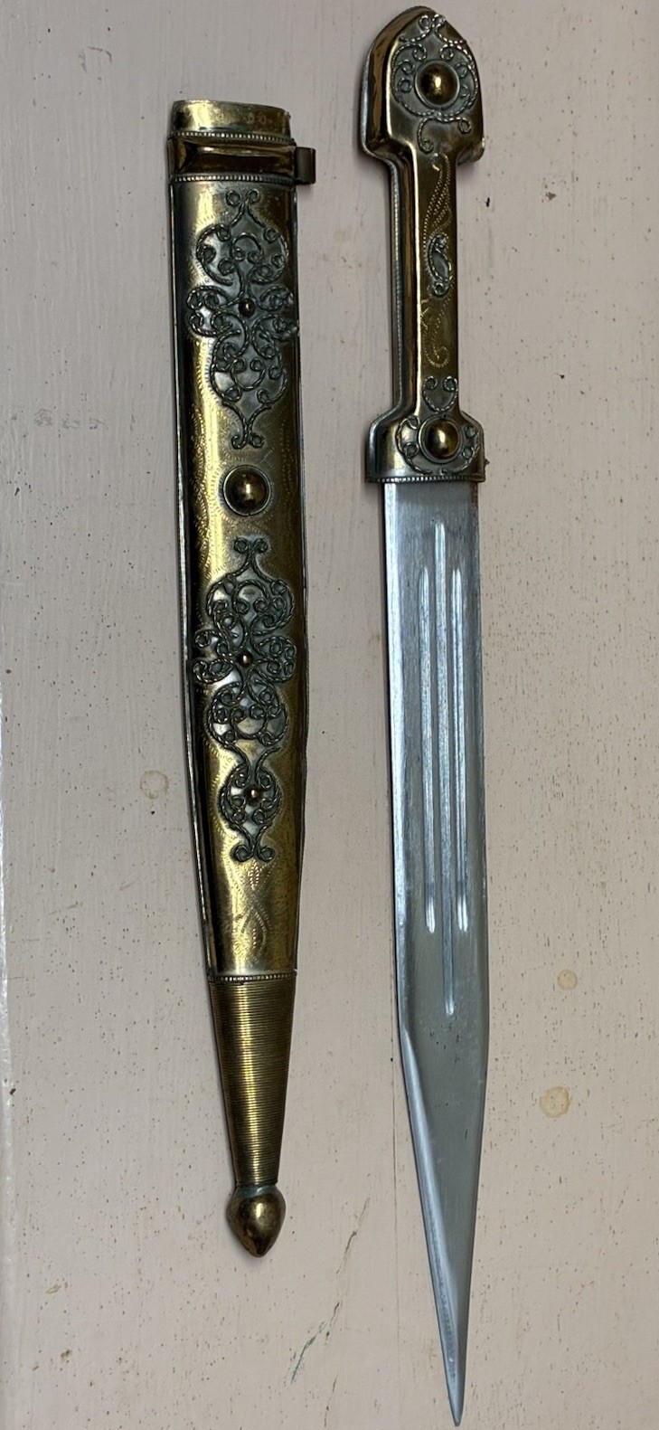 Vintage Kubachi Dagger With Ornate Sheath.