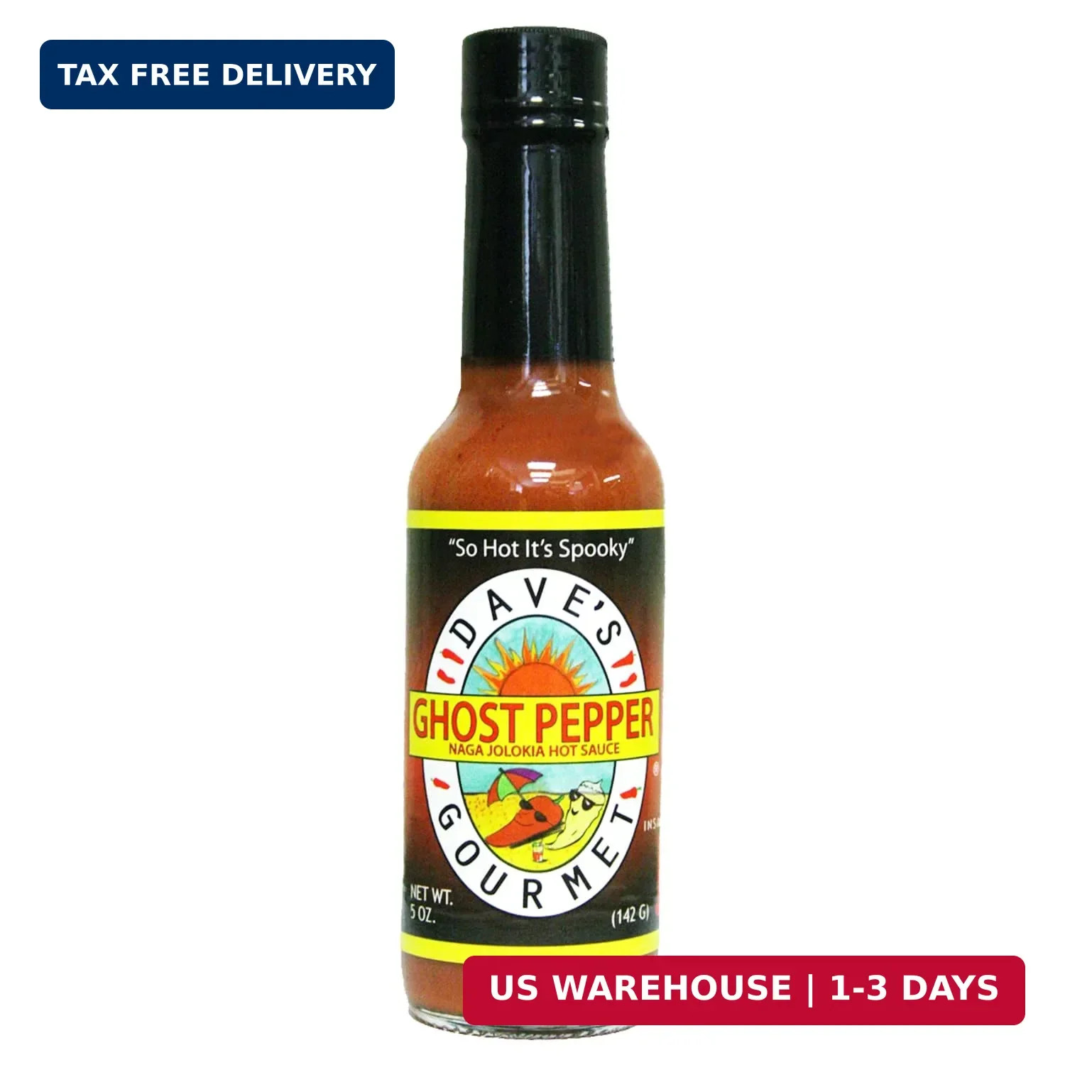 Dave's Gourmet Ghost Pepper Naga Jolokia Hot Sauce - Insanely Hot Plus Heat Leve