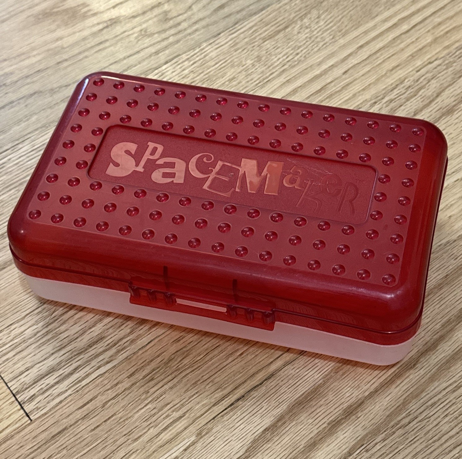 Spacemaker Space Maker Classic Pencil Case Crayon Box Red & Frosted - Vintage