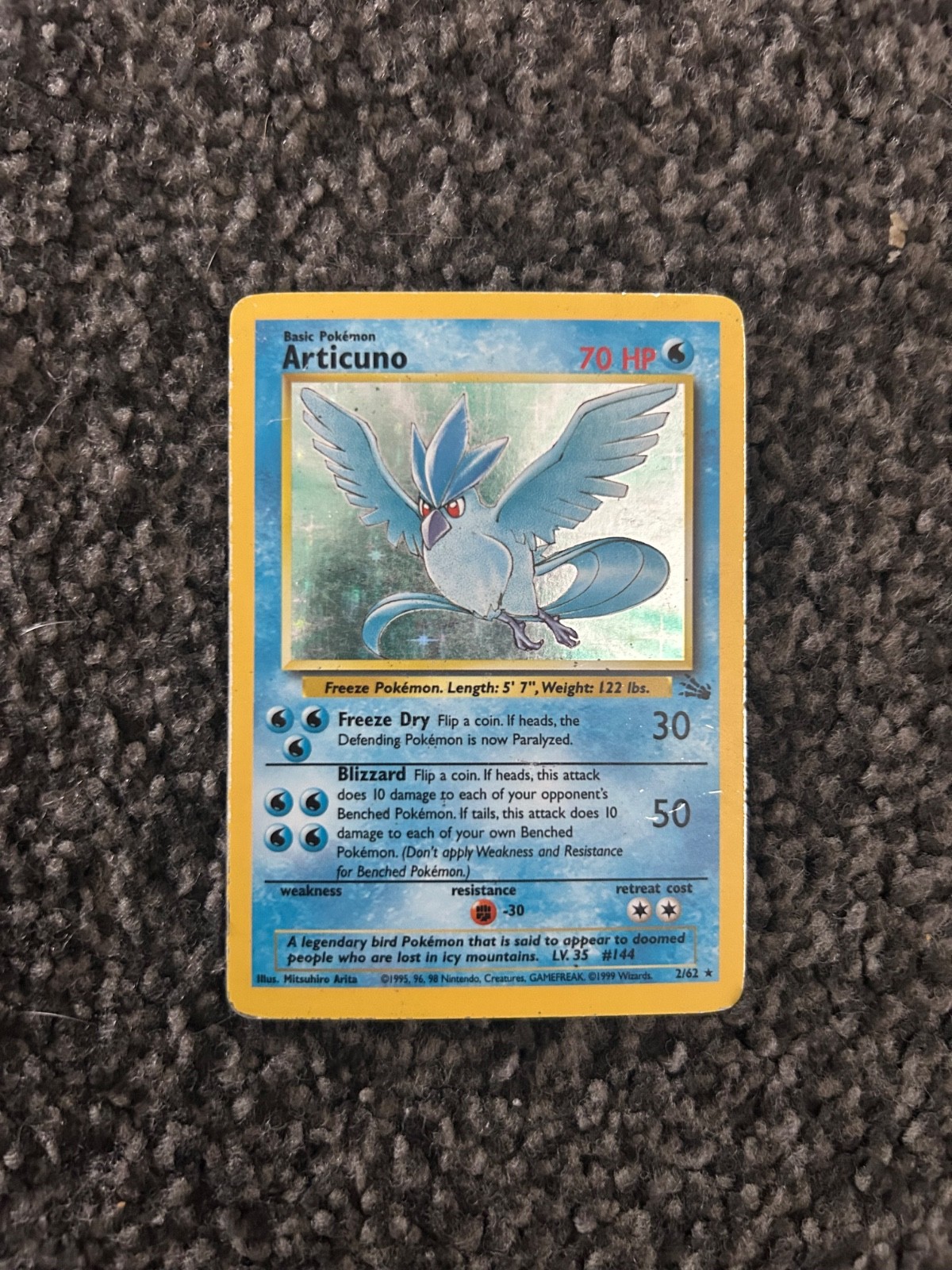 Articuno 2/62 Holo Rare 1999 Pokemon Fossil Unlimited WOTC Vintage LP