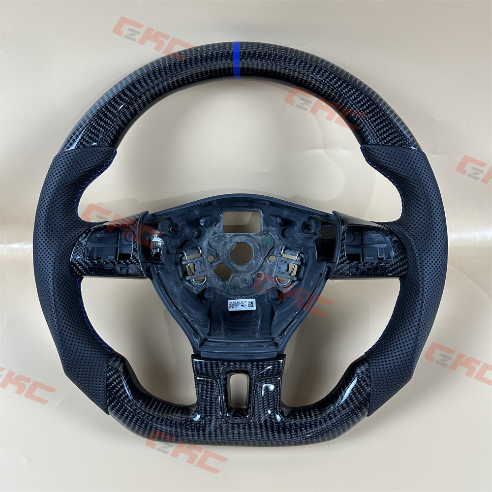 For 2012 Volkswagen Golf MK6 black leather carbon fiber custom steering wheel