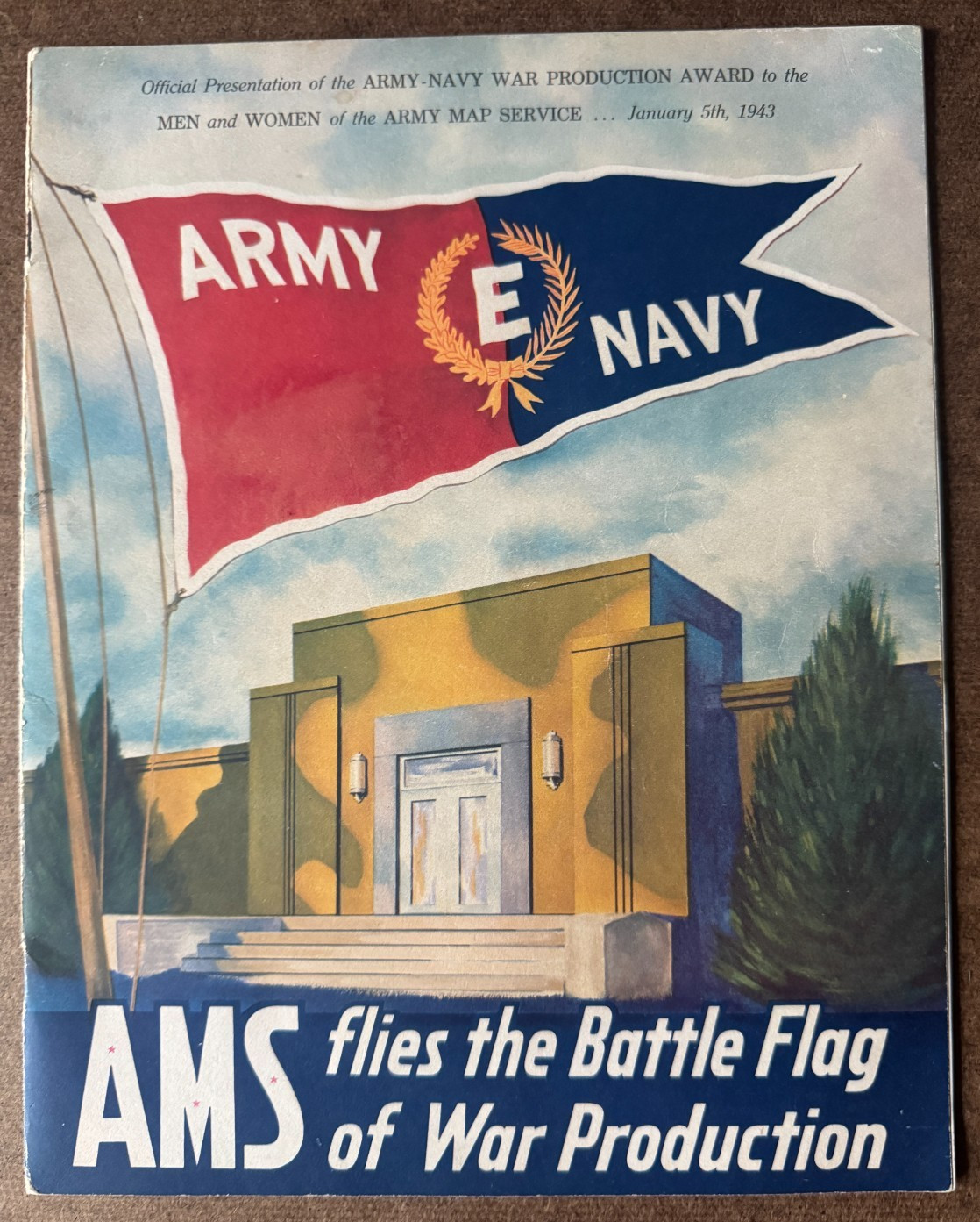 Vtg 1943 WWII Army Navy Production Award Program Army Map Service Washington DC
