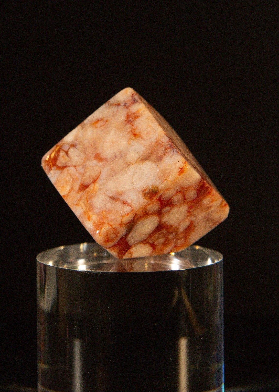 Flower Agate Crystal Freeform Cube Flat Bottom Self Standing Madagascar 82g