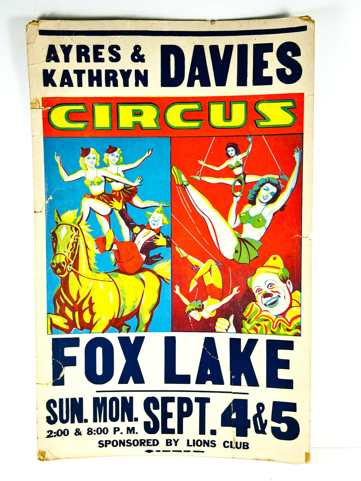vtg 60s Fox Lake IL Ayres Kathryn Davies Poster circus carnival bette leonard
