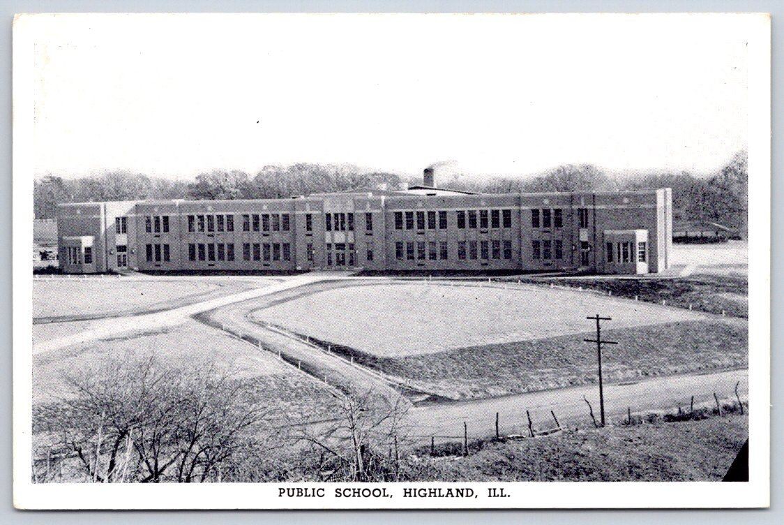 Vintage Illinois Postcard HIGHLAND Public School 1950s RPPC Vintage Illinois Postcard HIGHLAND Public School 1950s RPPC