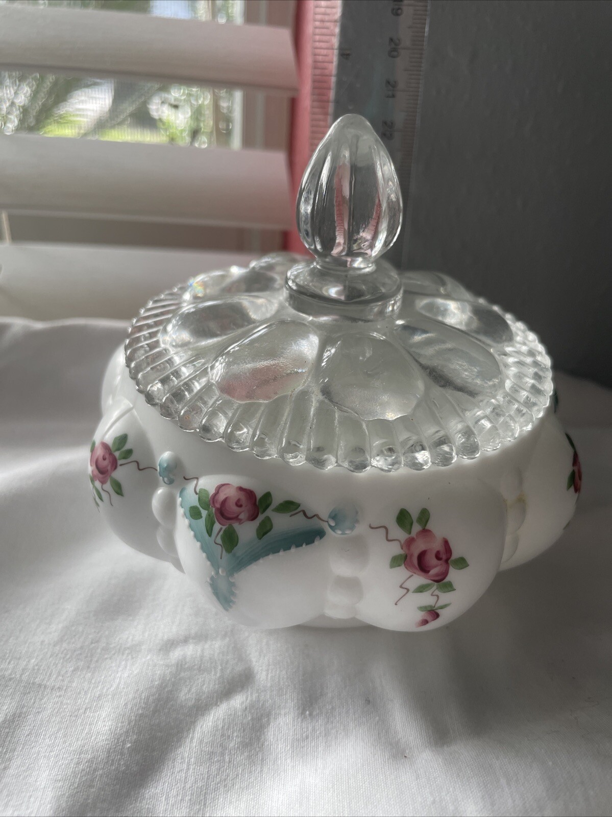 Fenton Charleton Milk Glass Powder Dish Numbered Fenton Charleton Milk Glass Powder Dish Numbered