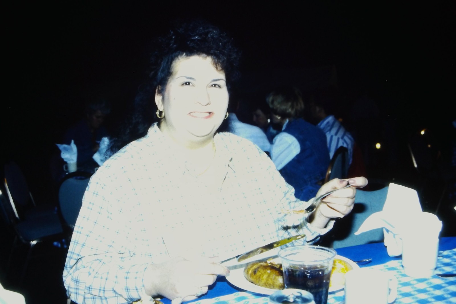 c1990\'s 35mm Slide, Woman Dining at Banquet Event mid 1990s gold blue c1990\'s 35mm Slide, Woman Dining at Banquet Event mid 1990s gold blue