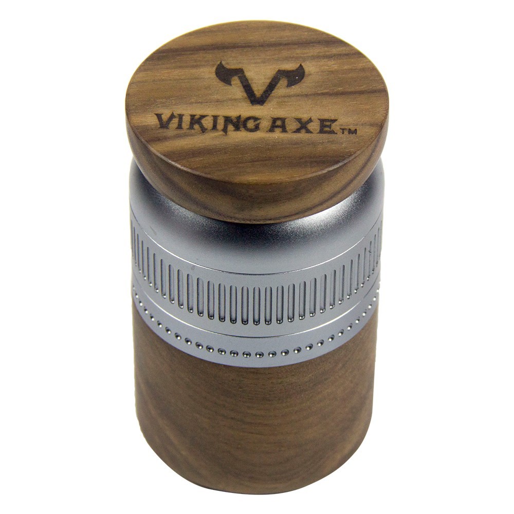 2.5\'\' 5 Parts Viking Axe Grinder Walnut Aluminum Finish Large Capacity Storage 2.5\'\' 5 Parts Viking Axe Grinder Walnut Aluminum Finish Large Capacity Storage