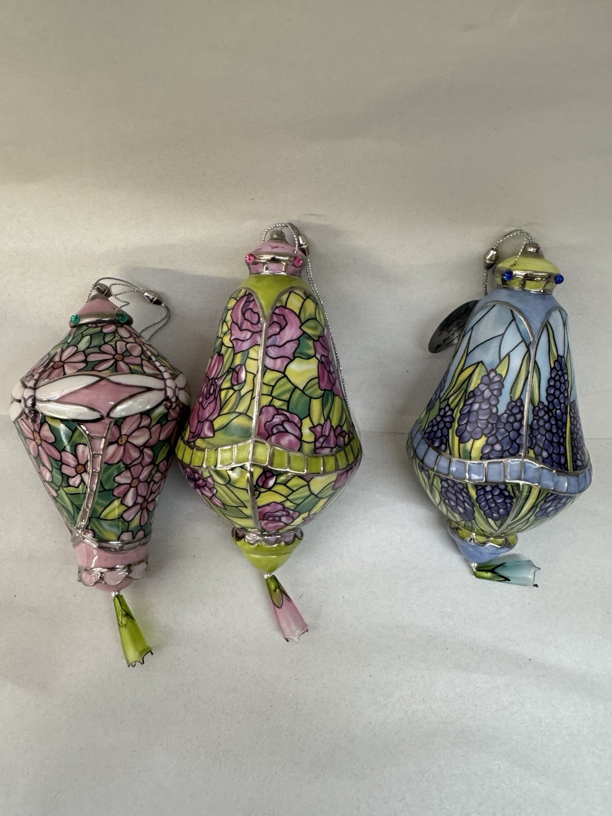 Set Of 3 Bradford Editions Louis Tiffany Heirloom Porcelain Ornaments