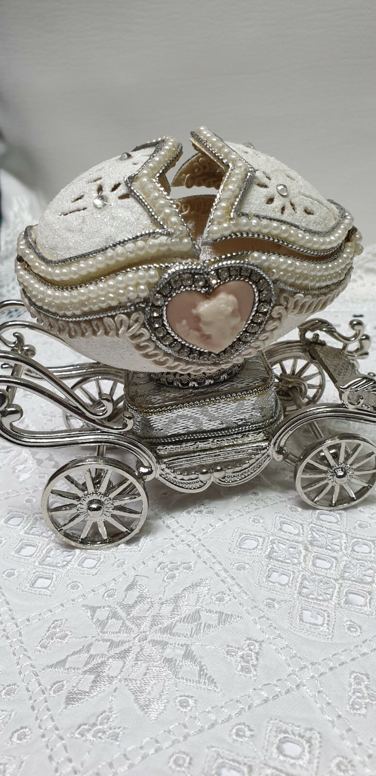 Faberge Egg MusicTrinket VINTAGE style   Fabergé REALEG Cameo Jewelry Box 40th