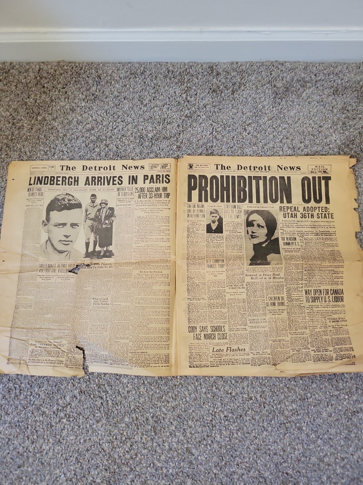 The Detroit News Newspaper Replica Big  Important Titles 1920 To 1945