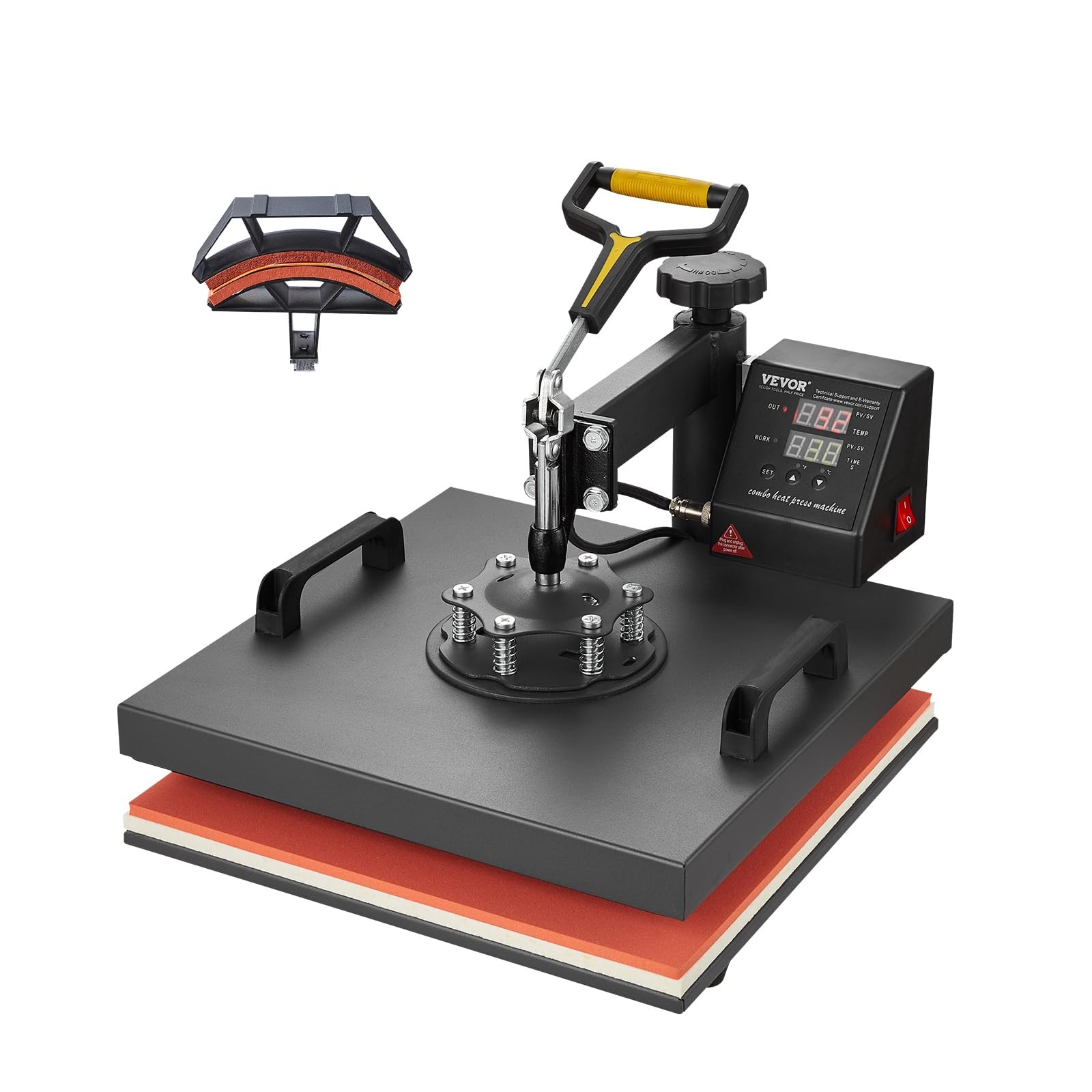 VEVOR 2 in 1 Heat Press Machine for T Shirts and Hats, 15x15 Inch Red+Black