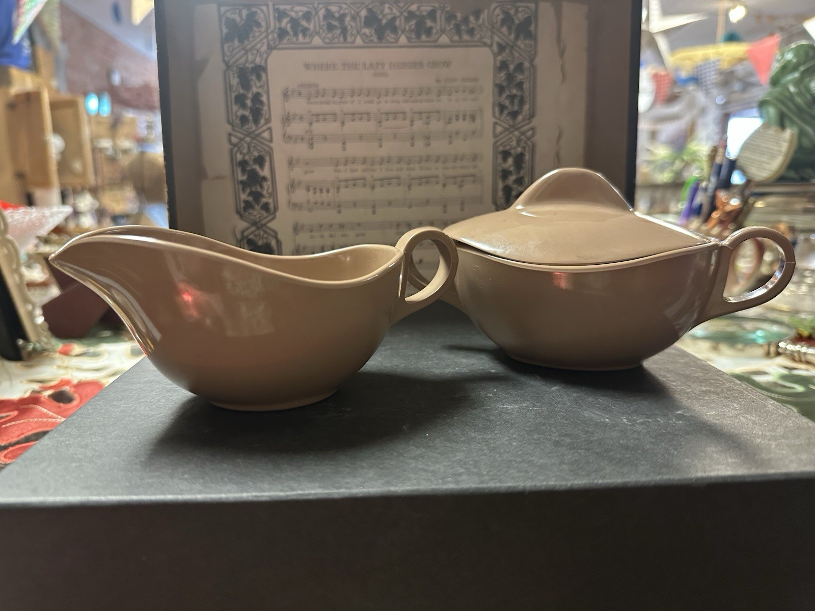 Mid Century Brown Melmac Cream/Sugar