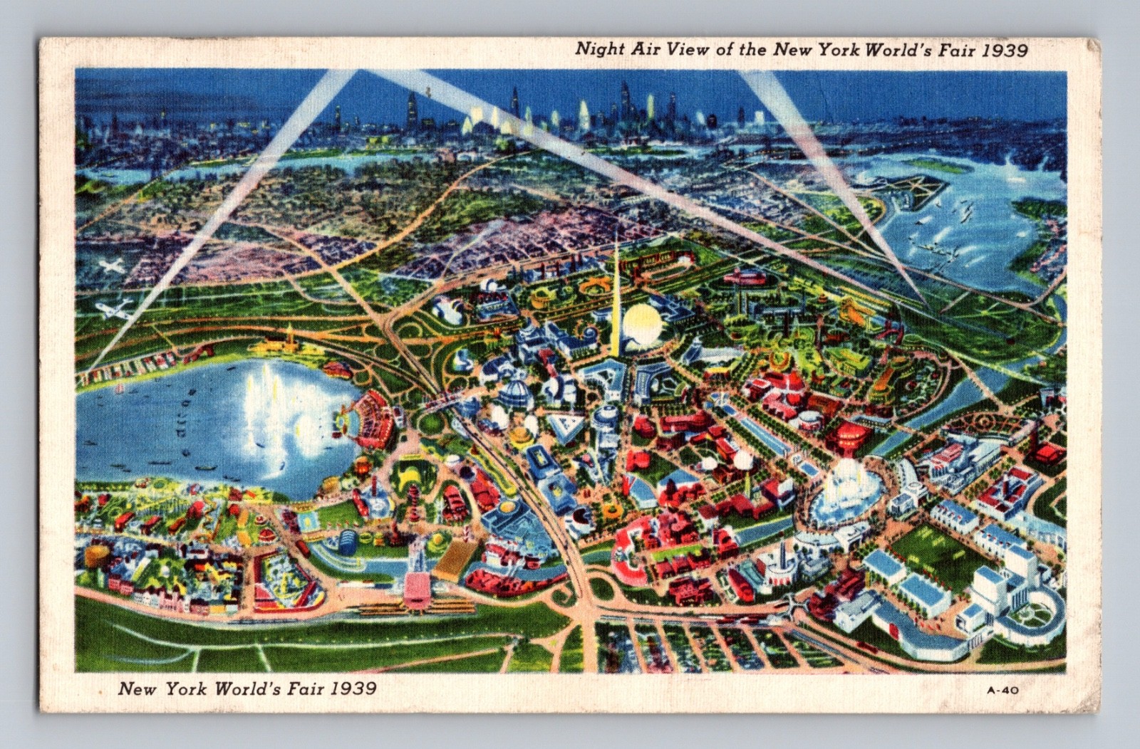 Night Air View of the New York World\'s Fair 1939 New York Postcard Grinnell Night Air View of the New York World\'s Fair 1939 New York Postcard Grinnell