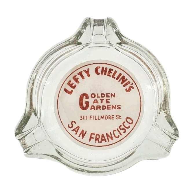 Vintage Ashtray / Lefty Chelini\'s Golden Gate Gardens / San Francisco CA Vintage Ashtray / Lefty Chelini\'s Golden Gate Gardens / San Francisco CA