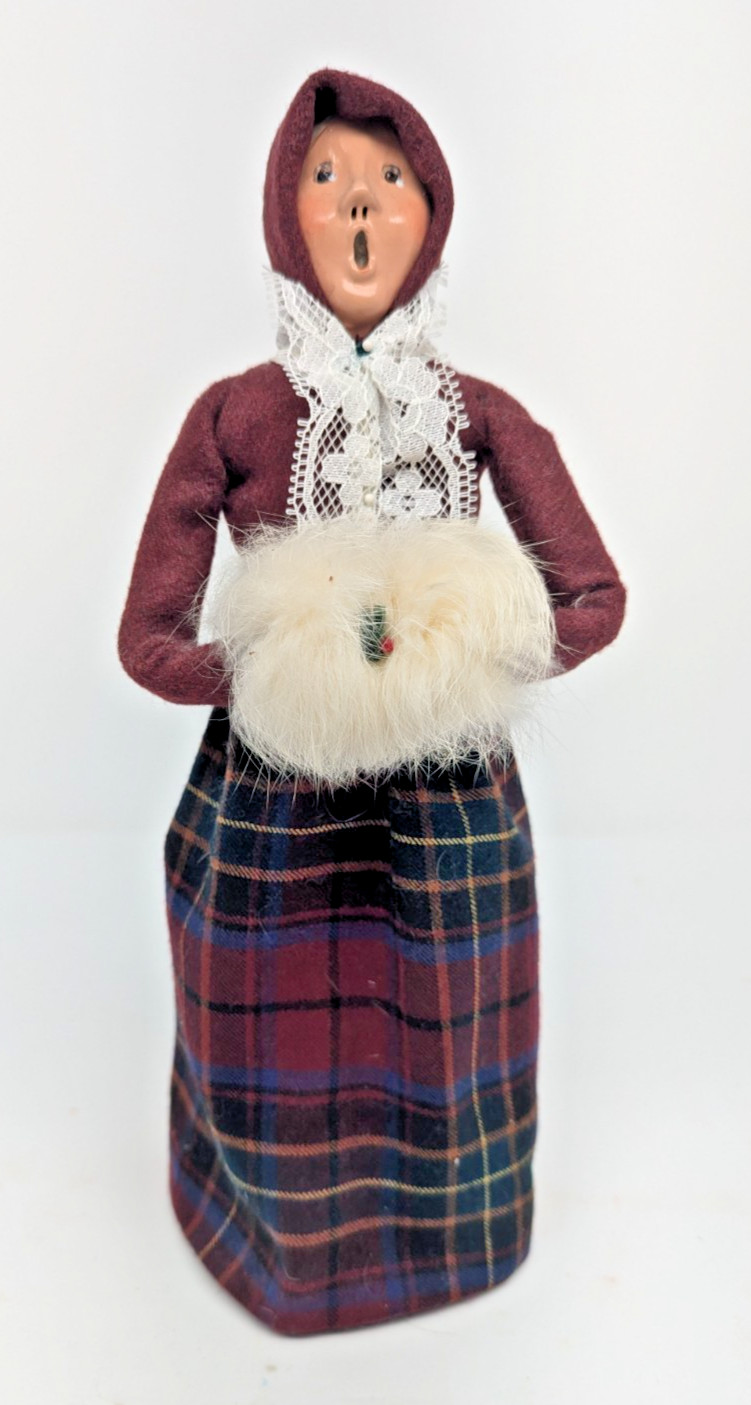 Vintage 1985 Byers Choice The Carolers Lady With Maroon Plaid Dress