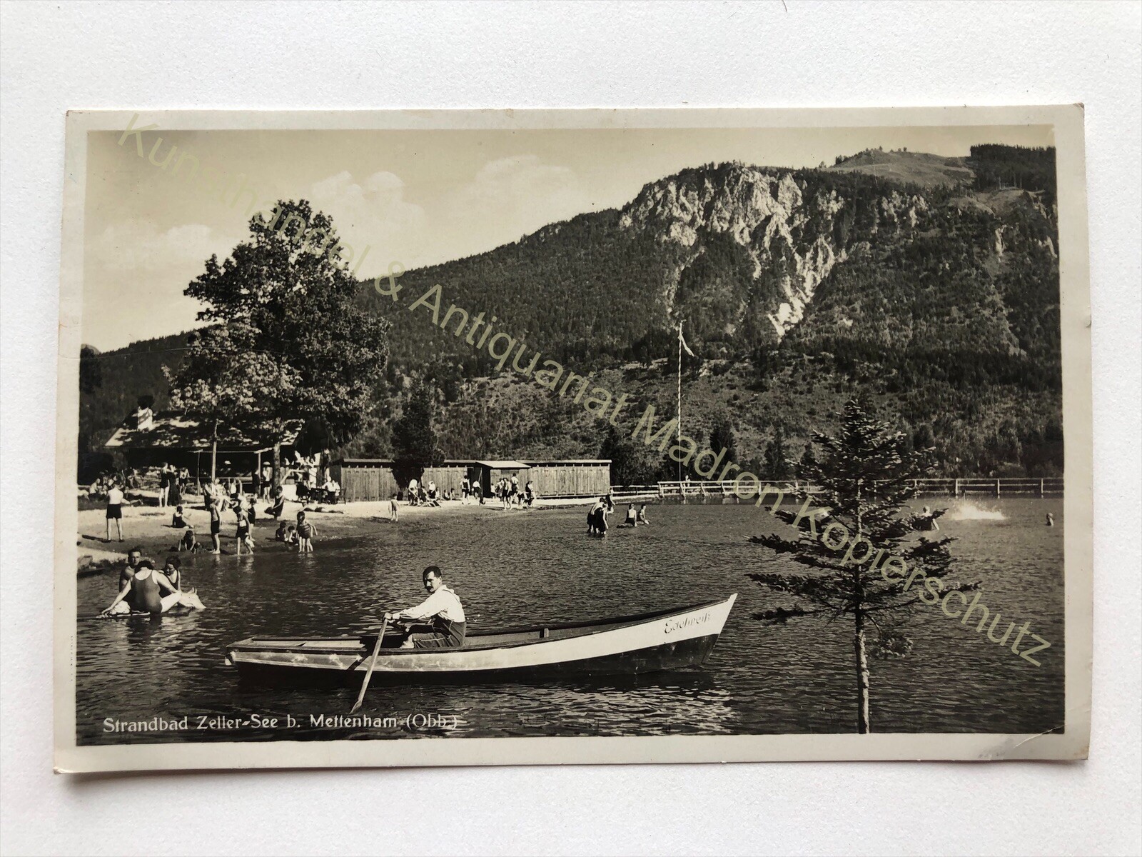 Postcard Mettenham lido Lake Zell rowing boat Schleching 1931 Traunstein tourism