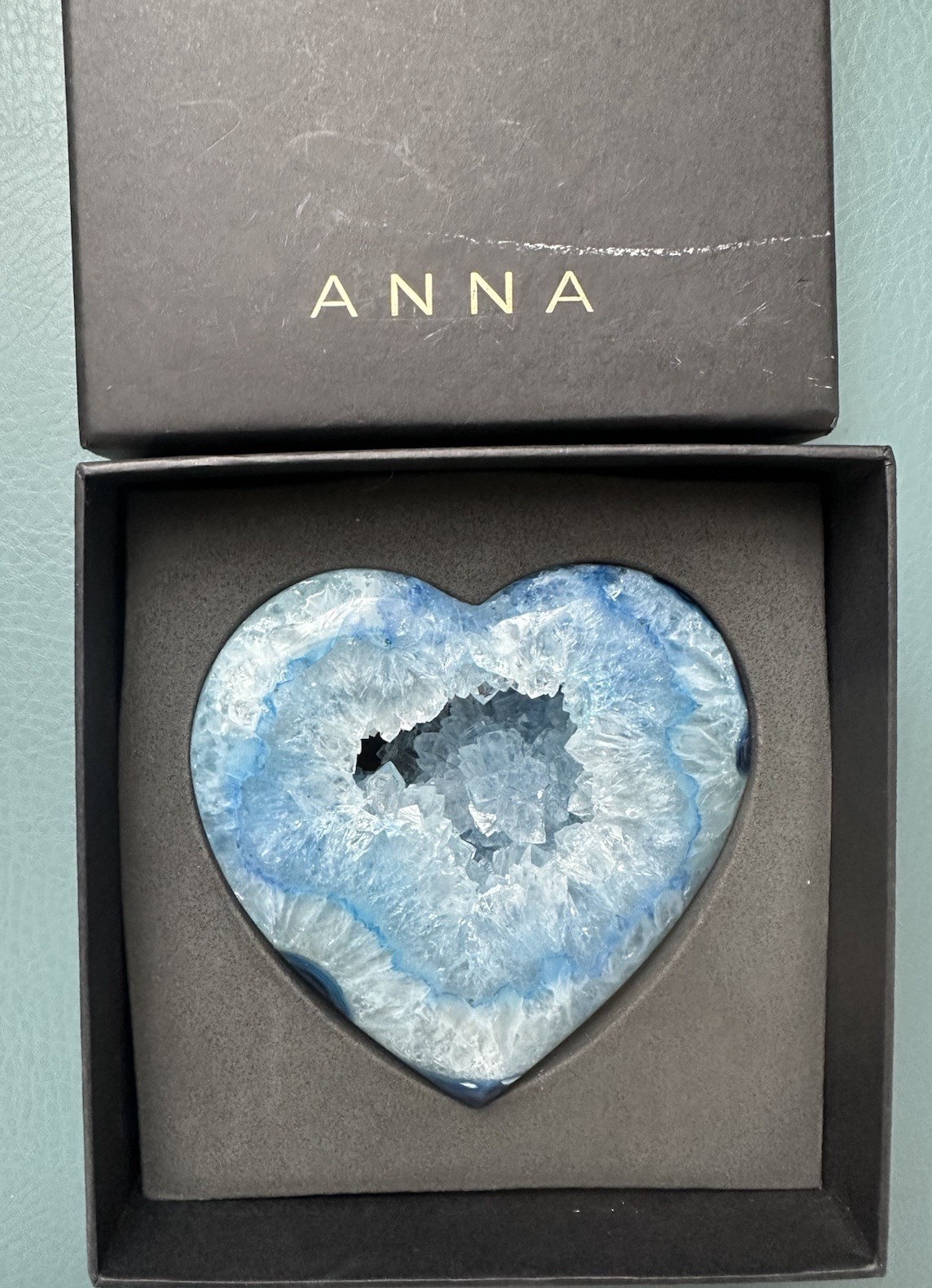 Anna New York Cuore Azure Blue Druze Small Heart, 3\ Anna New York Cuore Azure Blue Druze Small Heart, 3\