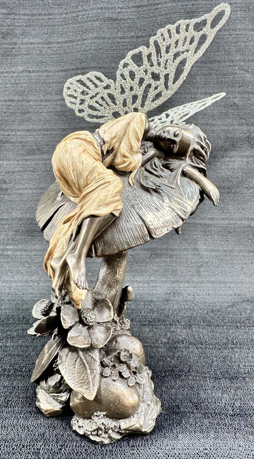 Genesis Fine Arts Little Fairie Sleeping Hand Painted Cold-Cast Bronze Figurine
