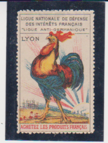 France WWI Women's Crusade Vignette Lyon Rooster Cinderella Poster Stamp