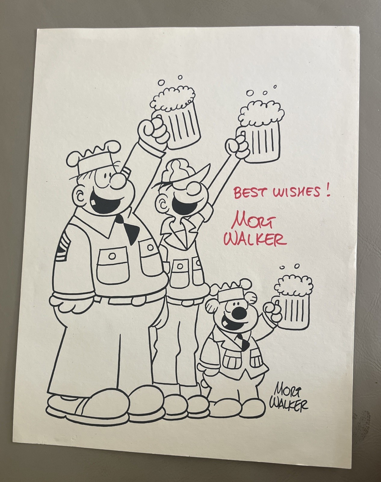 Mint Mort Walker Autographed Signed Beetle Bailey 8x10 - Perfect Army Man Cave