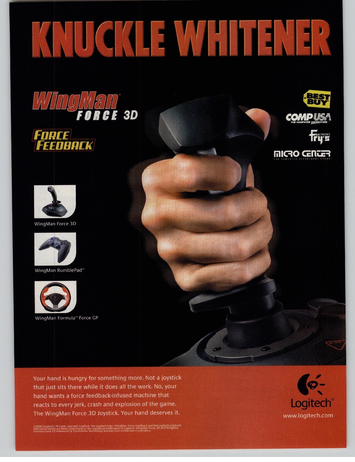 2001 Wingman Force 3D Joystick Controller Print Ad Vintage Video Game Pop Art
