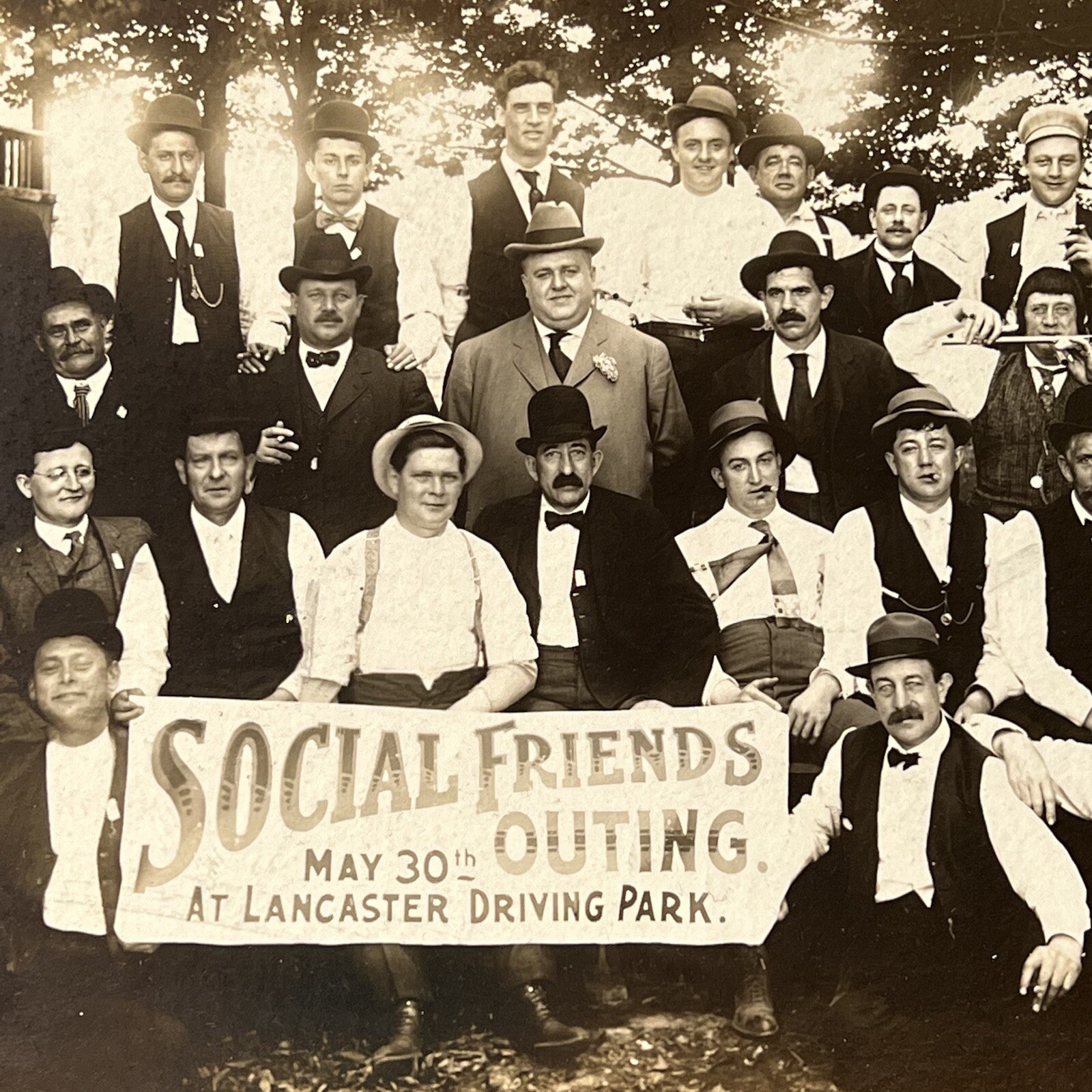 Antique Cabinet Card Group Photograph Men Social Friends Outing Lancaster PA?