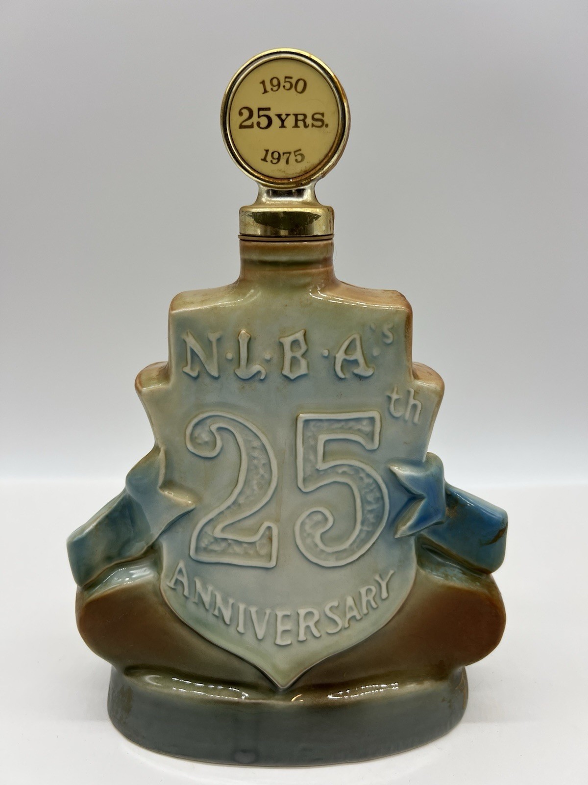 1975 Jim Beam Liquor Decanter 25 Year Anniversary Bourbon Whiskey Regal China