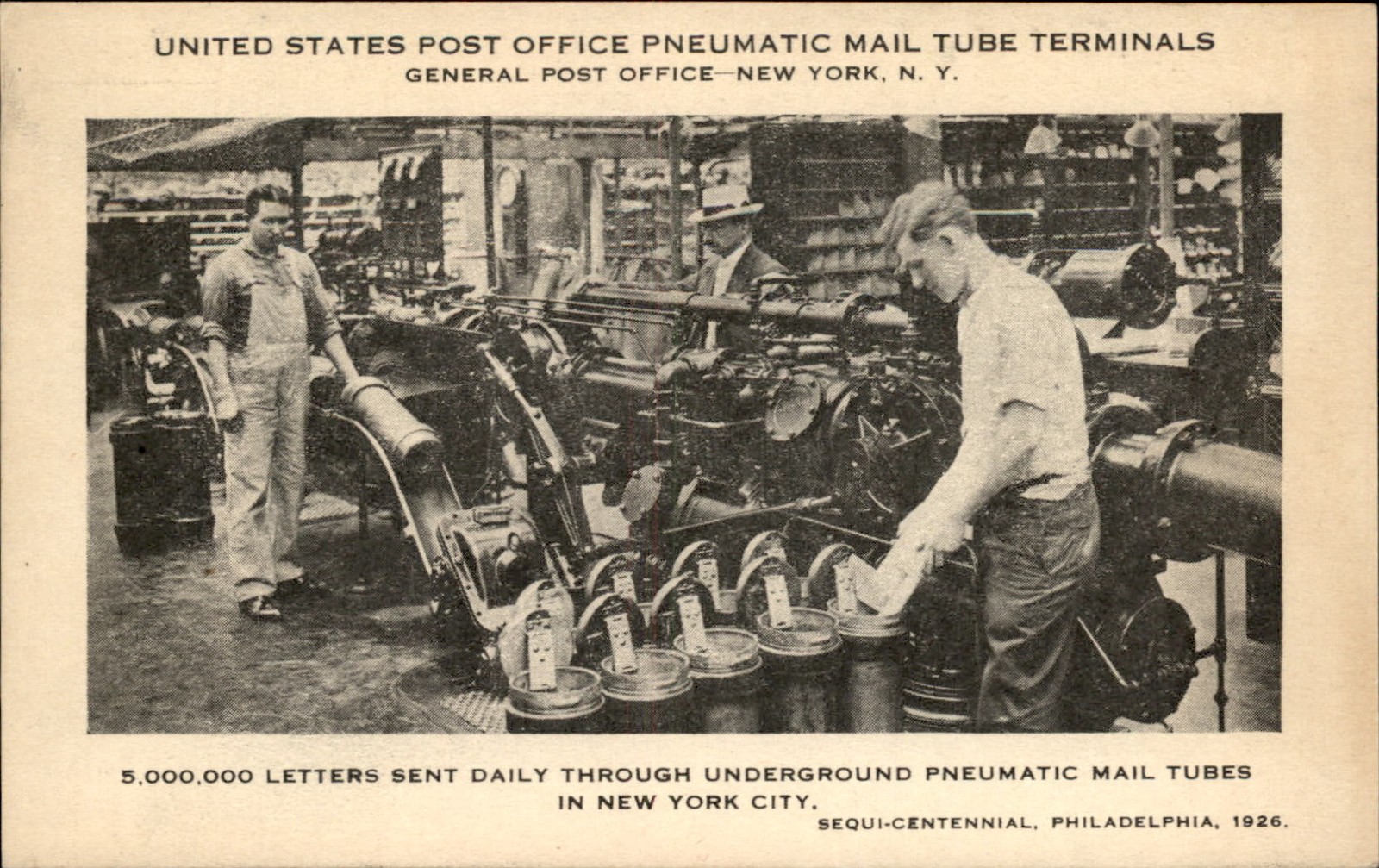 New York City NY Pneumatic Mail Tubes c1926 Philadelphia Expo Postcard bhn