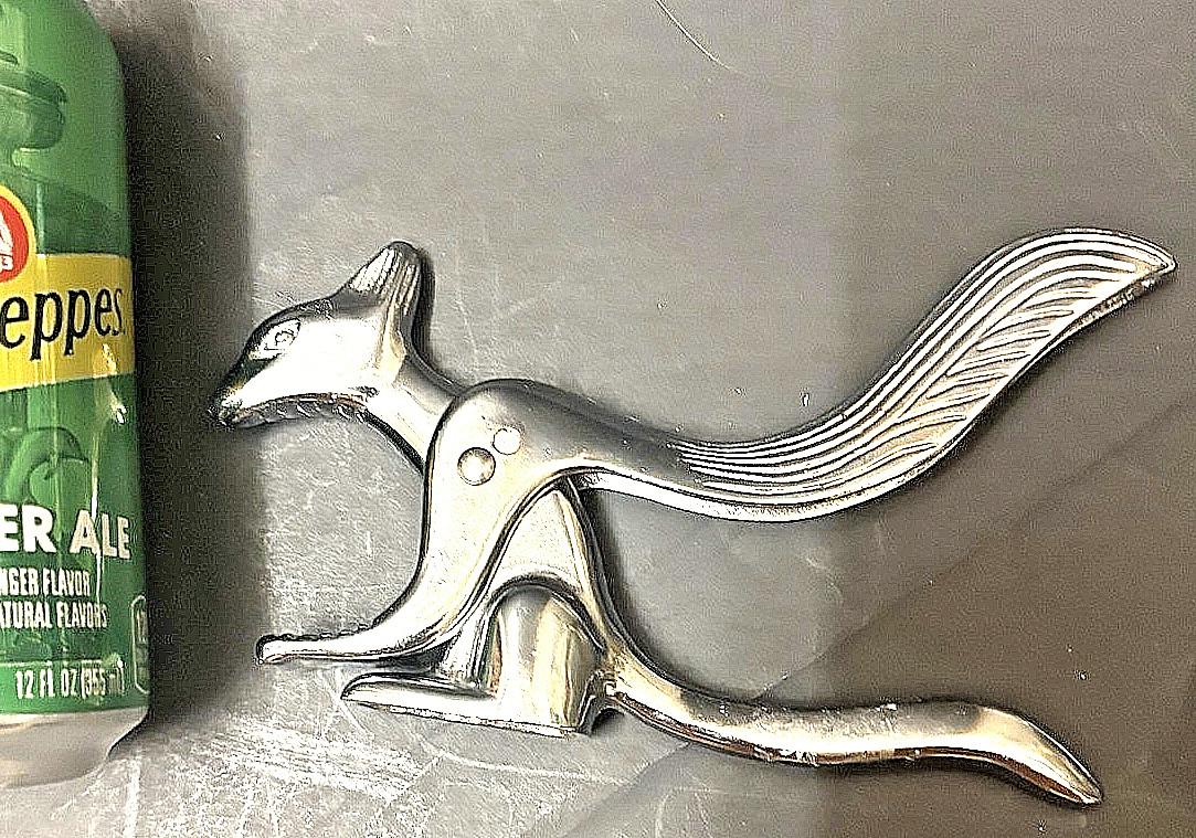 Vintage Squirrel Figural Nutcracker chrome GUARANTEED TO CRACK YOUR NUTS   6”