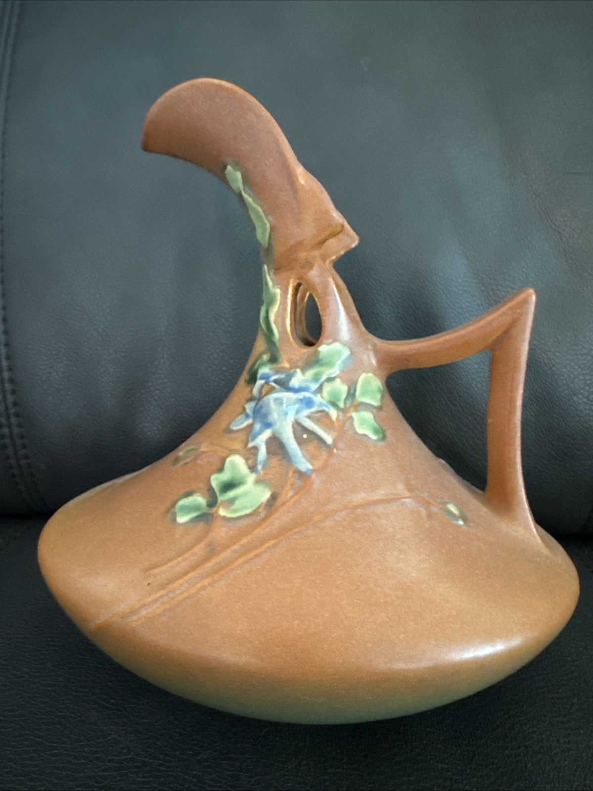 Roseville Pottery Columbine Brown Ewer Pitcher Styled Vase 18 7\