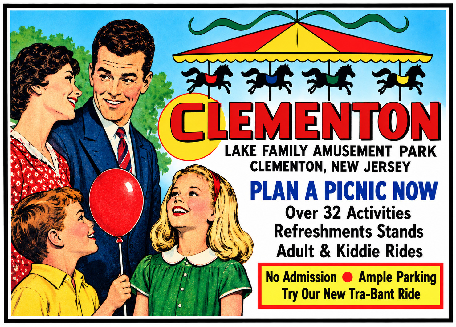 Vintage Clementon Lake Family Amusement Park Ad Magnet - Clementon, New Jersey