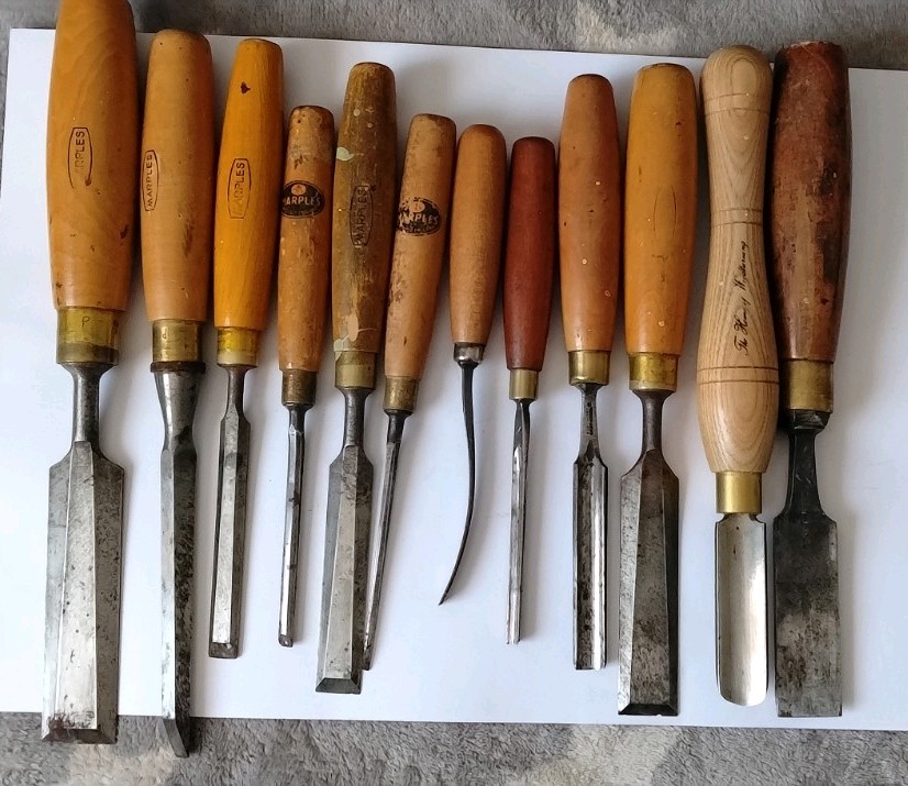 VINTAGE - MARPLES & OTHERS - CARVING TOOLS - X 12 - GOOD CONDITION FOR AGE 