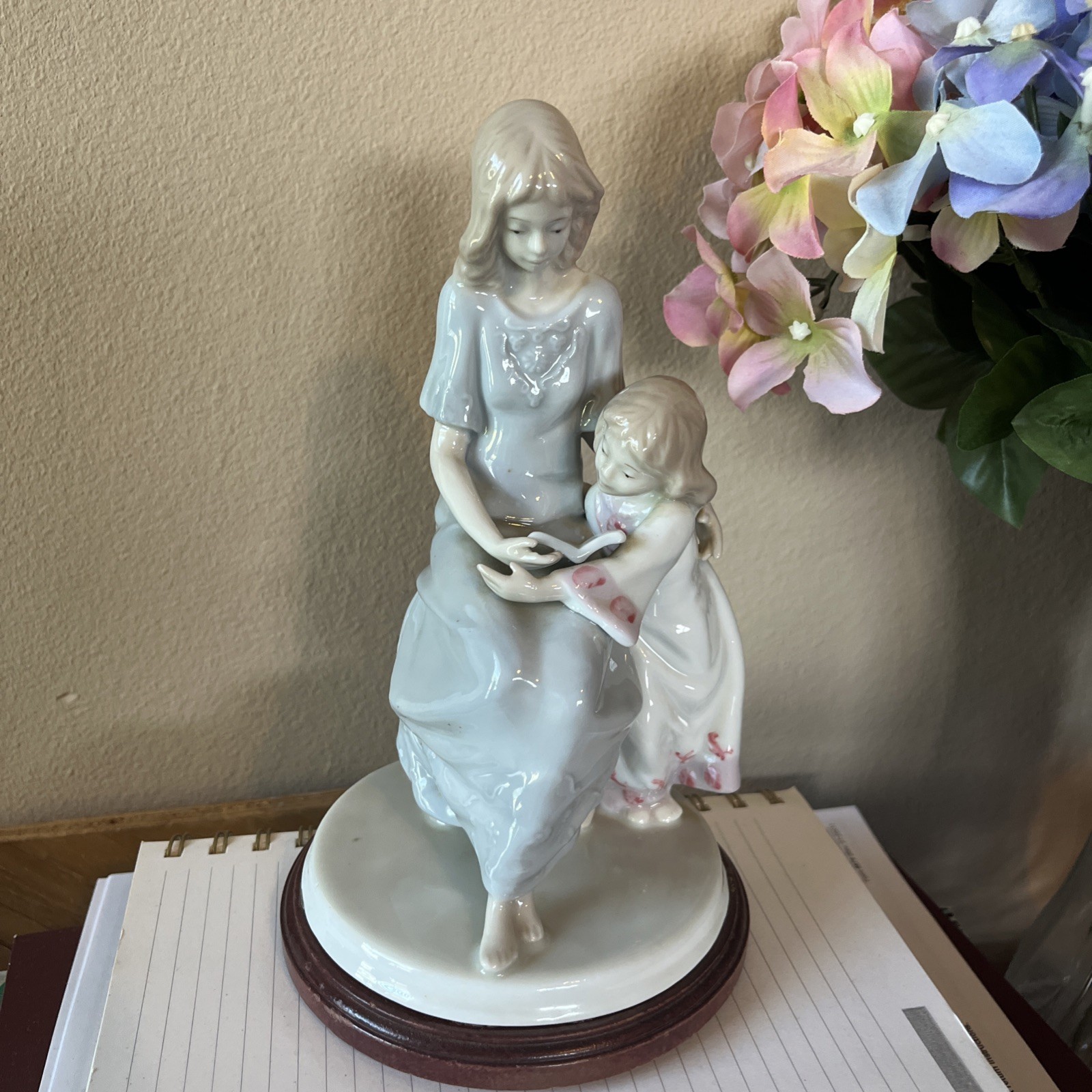 Vintage Meico,Inc Porcelain Figurine Of Mother /Daughter Reading A Book 8 Vintage Meico,Inc Porcelain Figurine Of Mother /Daughter Reading A Book 8