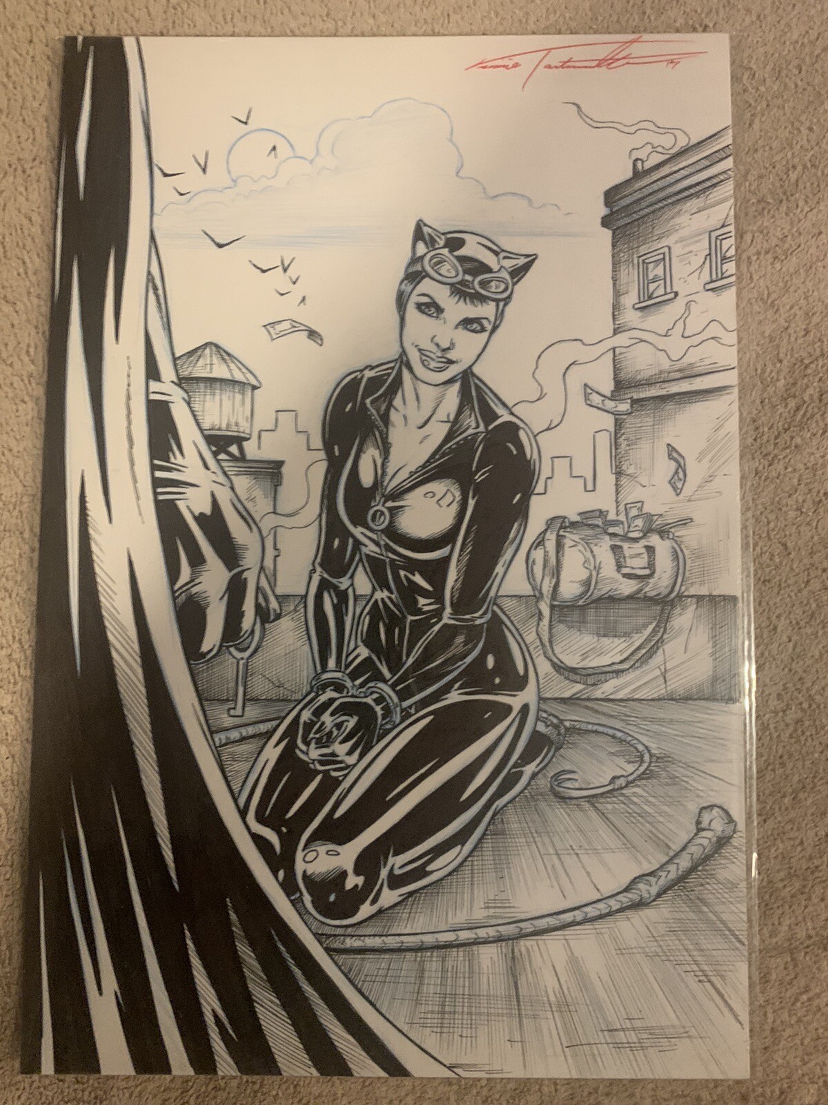 Catwoman Original Art  (7x10.5) Vinnie Tartamella SIGNED *see description*